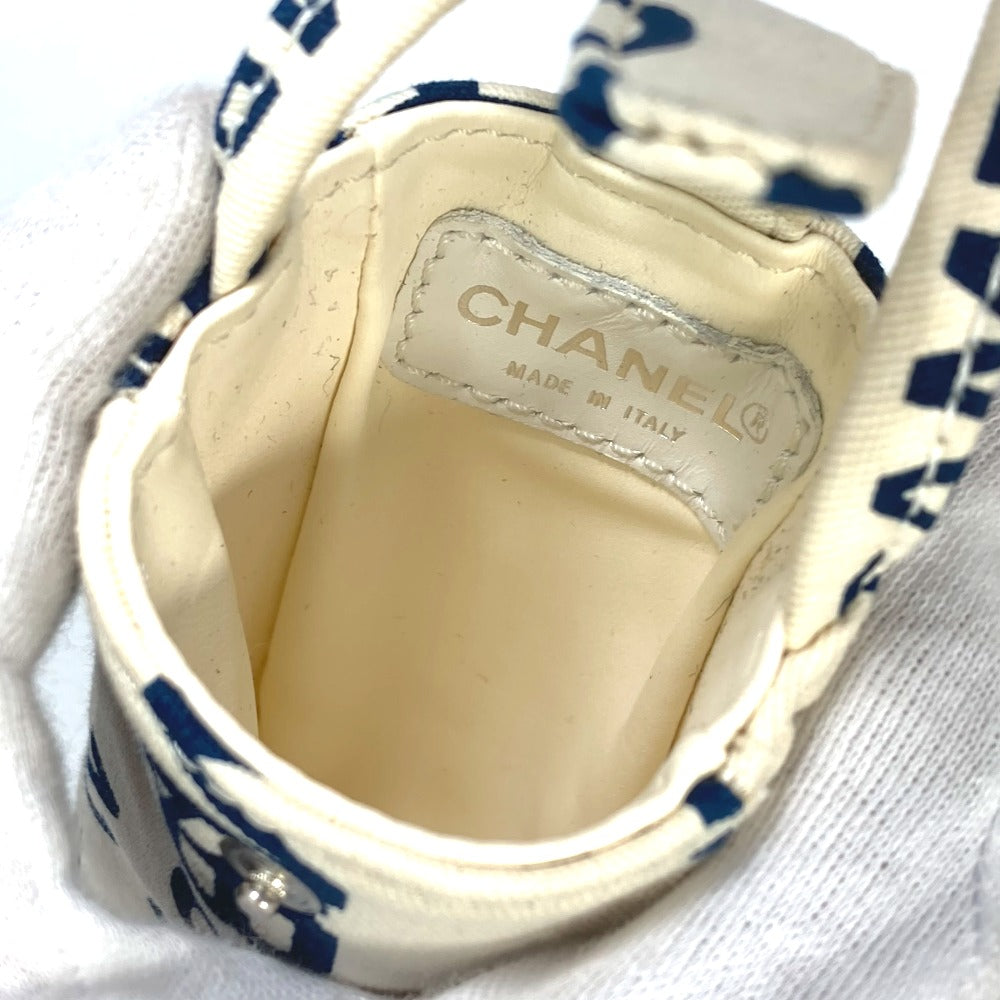 CHANEL Bysee CC Coco Mark Clear Chain Shoulder Tote Bag Canvas Women's White x Navy