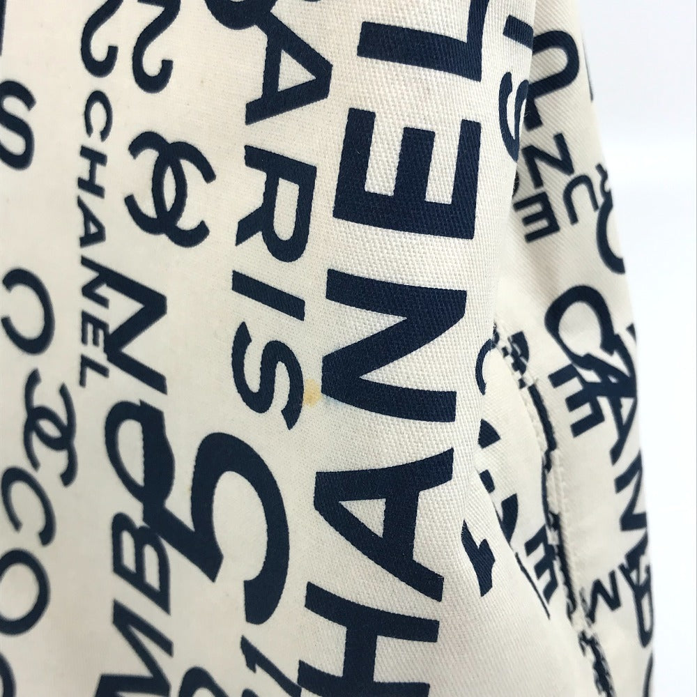 CHANEL Bysee CC Coco Mark Clear Chain Shoulder Tote Bag Canvas Women's White x Navy