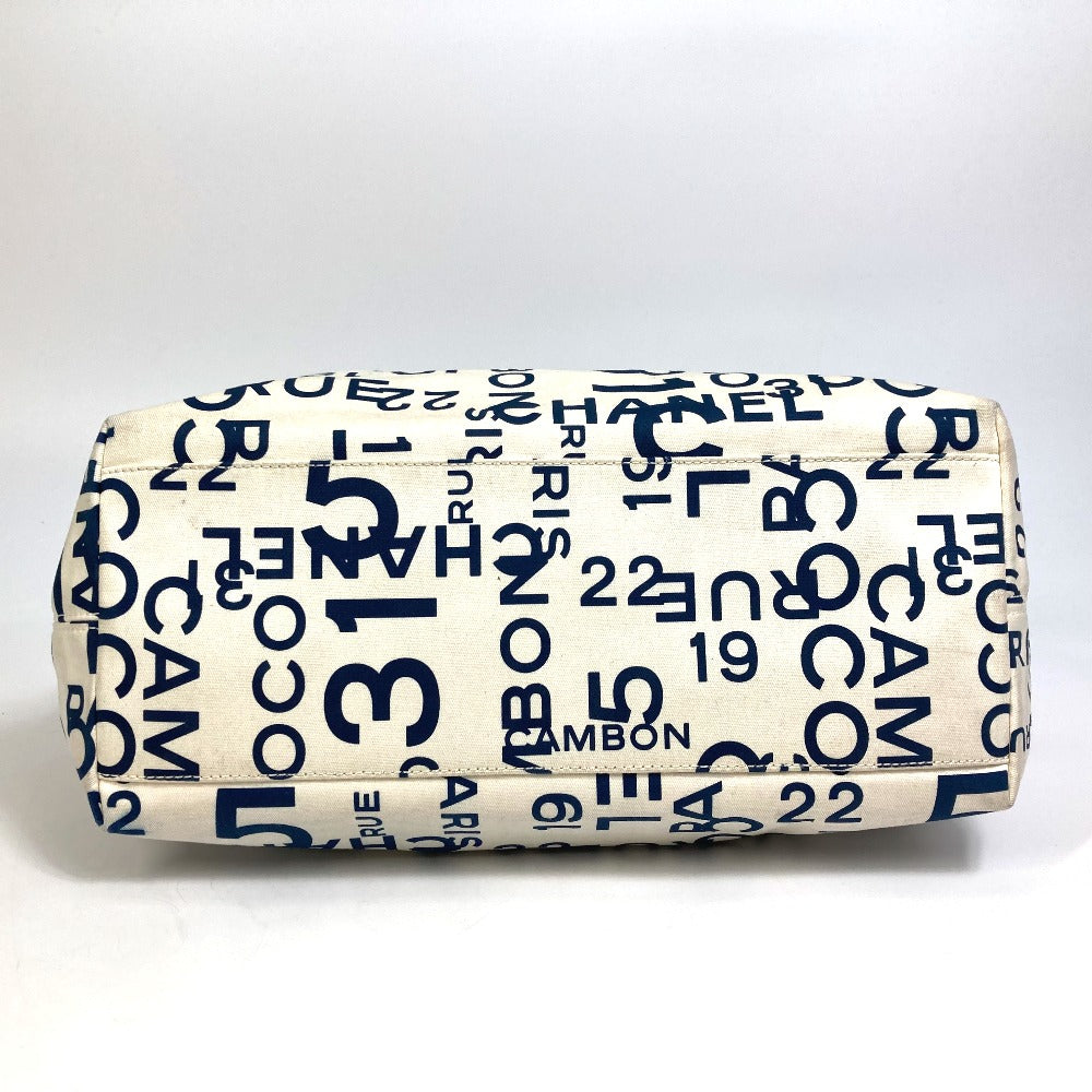 CHANEL Bysee CC Coco Mark Clear Chain Shoulder Tote Bag Canvas Women's White x Navy