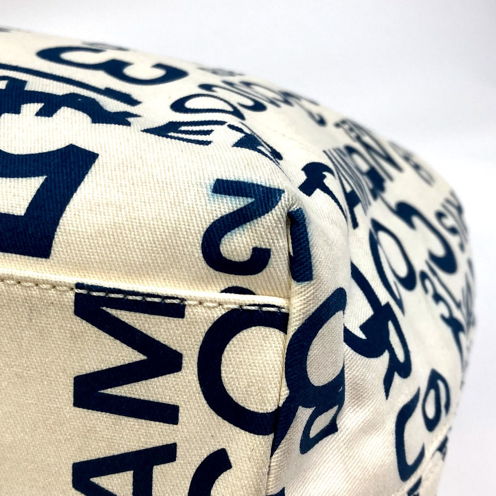 CHANEL Bysee CC Coco Mark Clear Chain Shoulder Tote Bag Canvas Women's White x Navy
