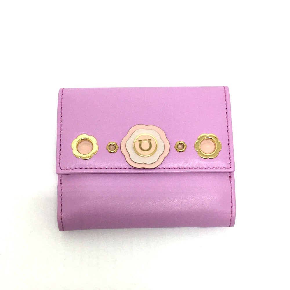 Salvatore Ferragamo Gancini Bifold Leather Wallet, Purple, Women's