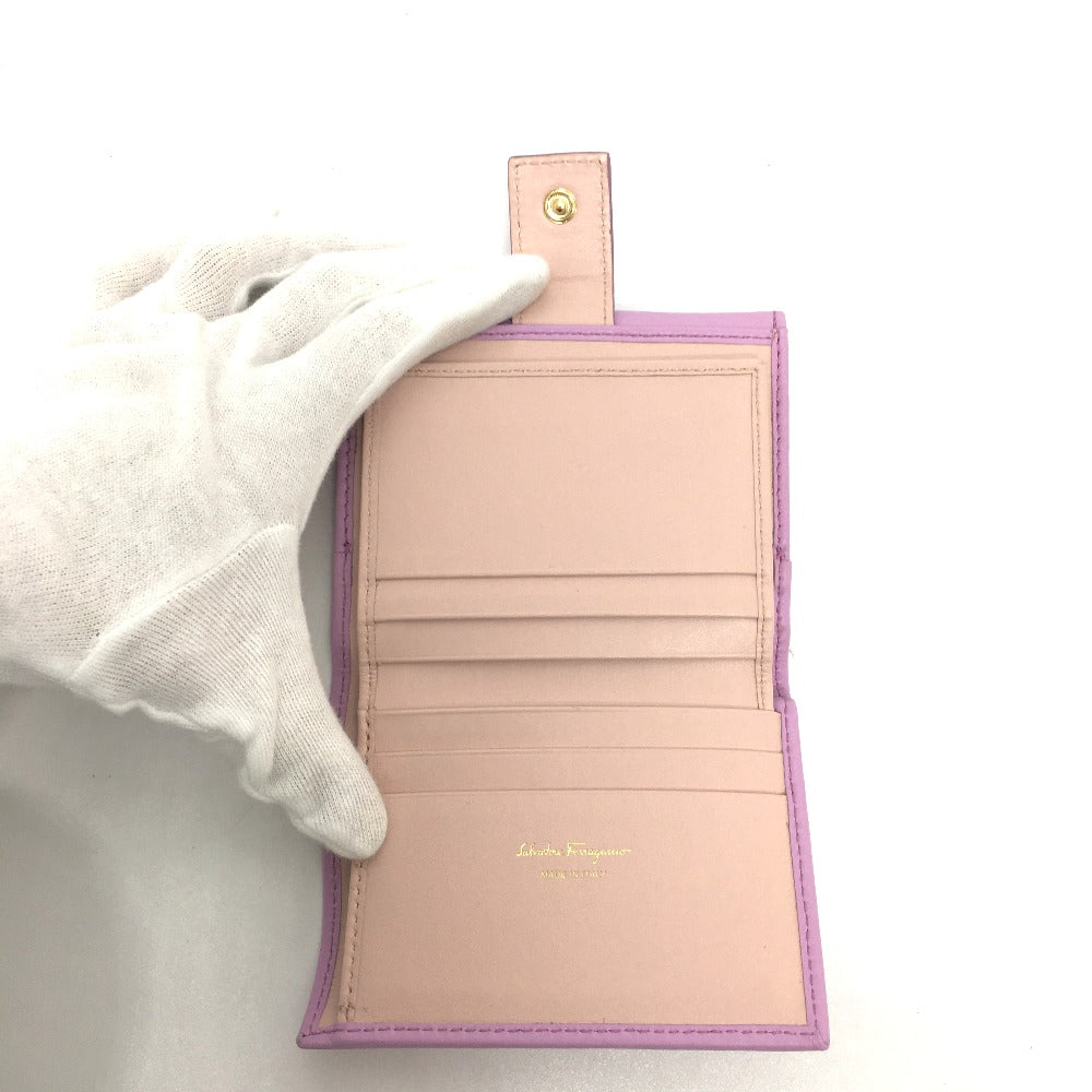 Salvatore Ferragamo Gancini Bifold Leather Wallet, Purple, Women's