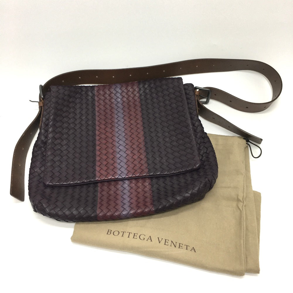 BOTTEGA VENETA 161314 イントレチャート メッセンジャー カバン 肩掛け/斜め掛け ショルダーバッグ レザー メンズ ブラウン