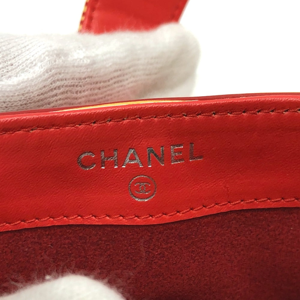 CHANEL CC Coco Mark Border Pouch in Patent Leather, Women's, Red