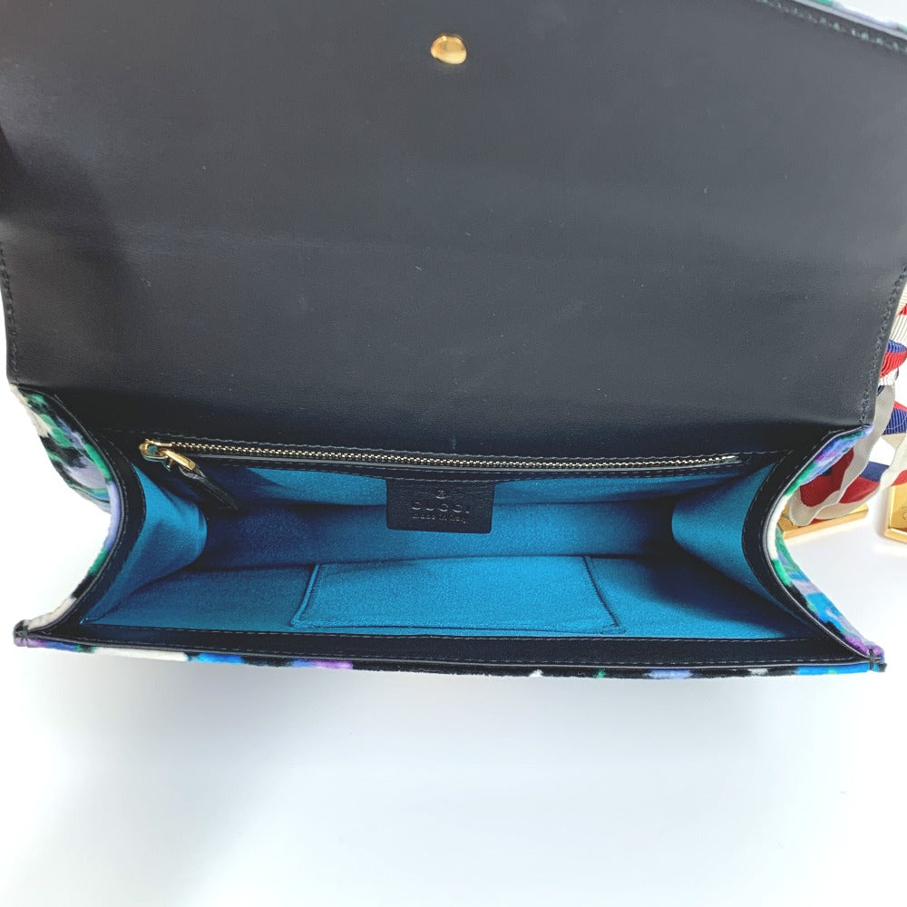 GUCCI 421882 Floral Sylvie Small Ribbon Shoulder Bag in Velour/Leather, Multicolor