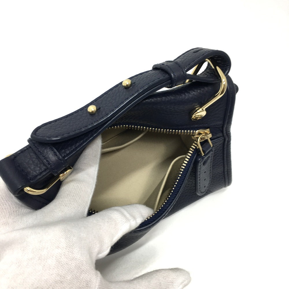 BALLY logo bag, 2-way shoulder bag, leather, women's, navy