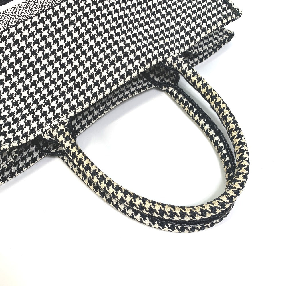 Dior Houndstooth Shoulder Bag with Houndstooth Embroidery, Book Tote, Canvas, Women's, White/Black