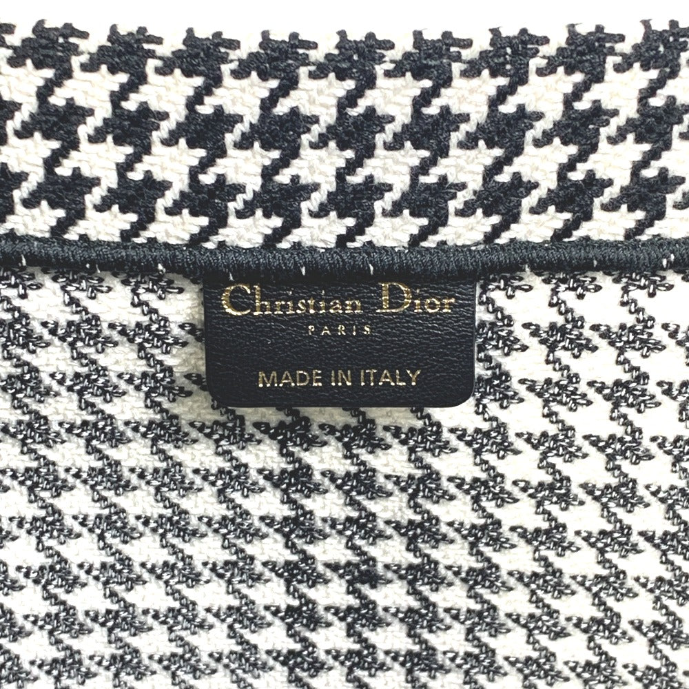 Dior Houndstooth Shoulder Bag with Houndstooth Embroidery, Book Tote, Canvas, Women's, White/Black