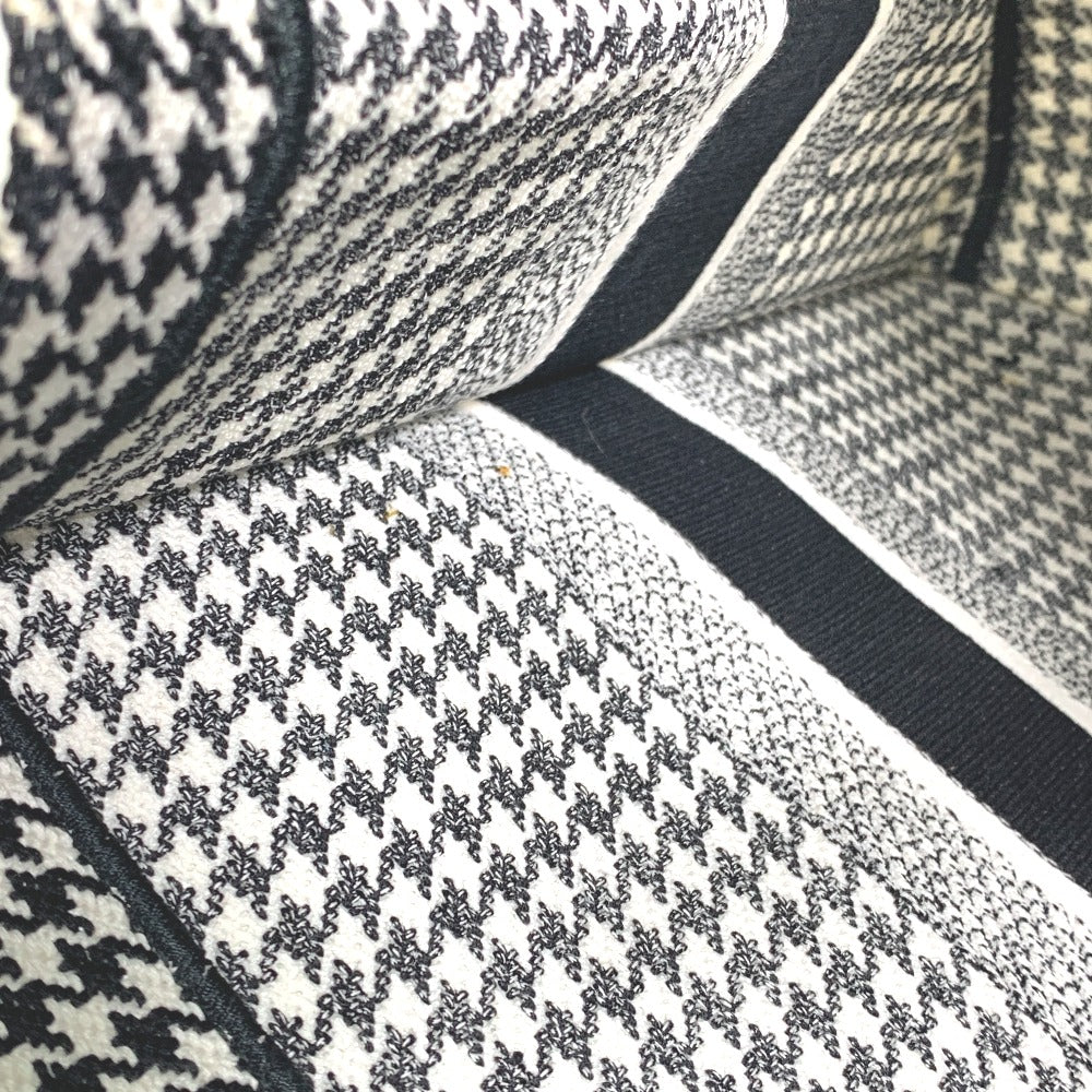 Dior Houndstooth Shoulder Bag with Houndstooth Embroidery, Book Tote, Canvas, Women's, White/Black