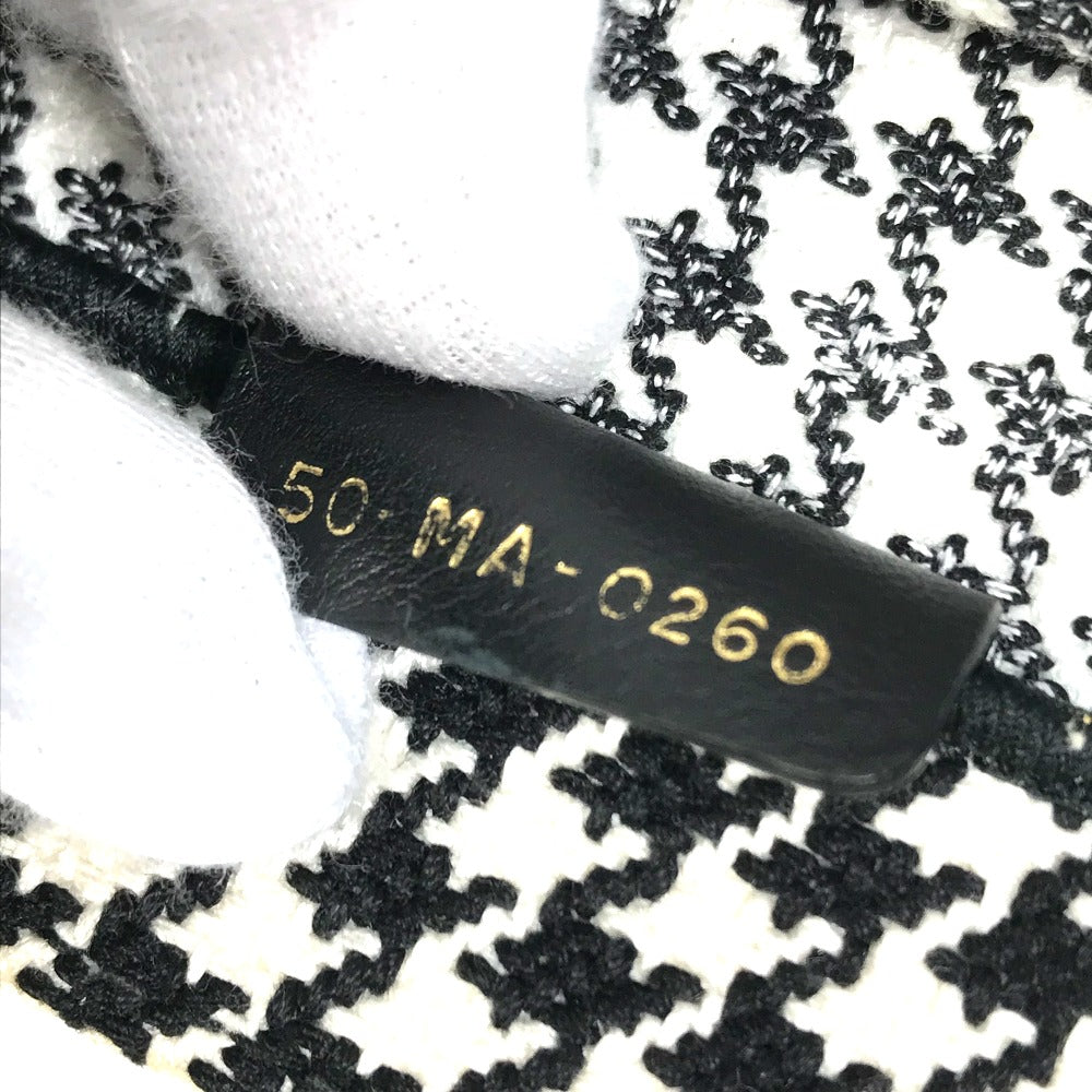 Dior Houndstooth Shoulder Bag with Houndstooth Embroidery, Book Tote, Canvas, Women's, White/Black