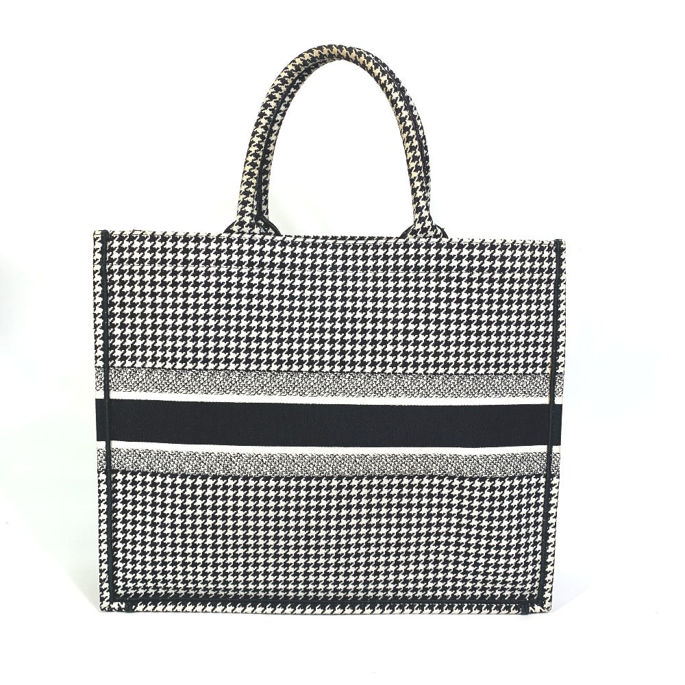 Dior Houndstooth Shoulder Bag with Houndstooth Embroidery, Book Tote, Canvas, Women's, White/Black