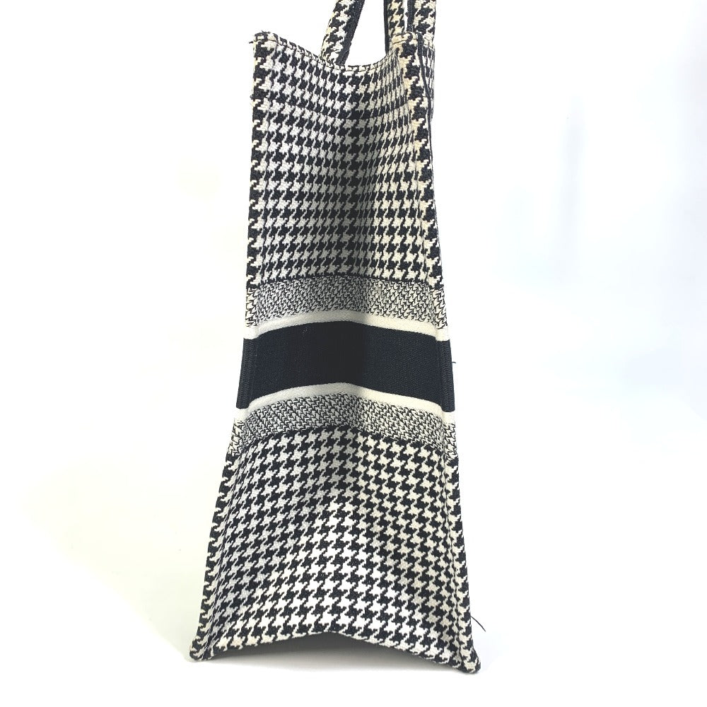 Dior Houndstooth Shoulder Bag with Houndstooth Embroidery, Book Tote, Canvas, Women's, White/Black