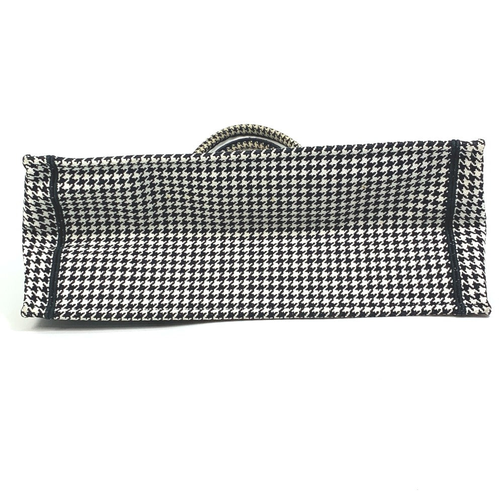 Dior Houndstooth Shoulder Bag with Houndstooth Embroidery, Book Tote, Canvas, Women's, White/Black