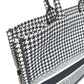 Dior Houndstooth Shoulder Bag with Houndstooth Embroidery, Book Tote, Canvas, Women's, White/Black