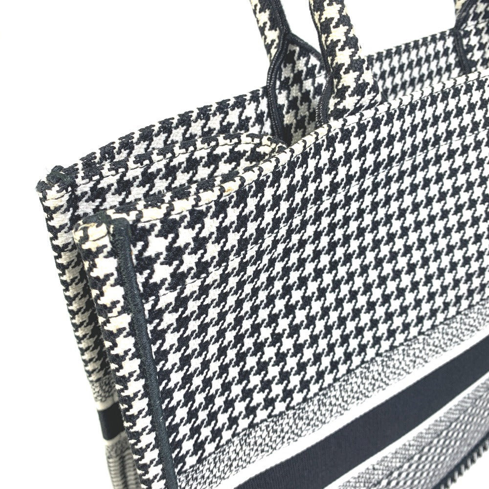 Dior Houndstooth Shoulder Bag with Houndstooth Embroidery, Book Tote, Canvas, Women's, White/Black