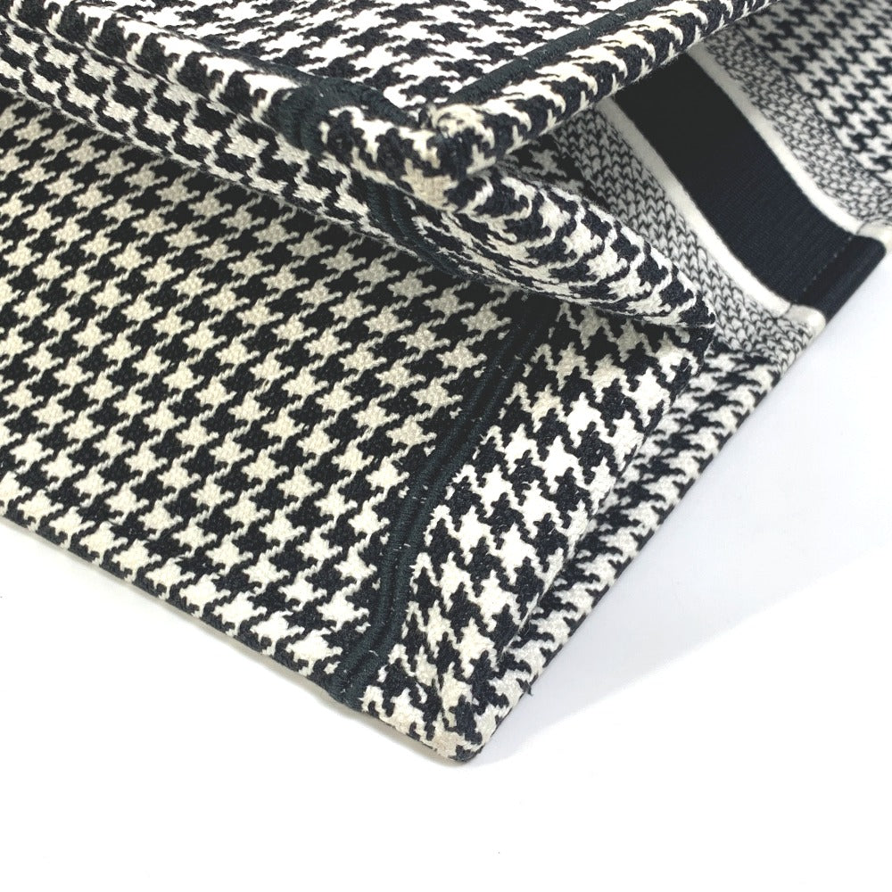 Dior Houndstooth Shoulder Bag with Houndstooth Embroidery, Book Tote, Canvas, Women's, White/Black