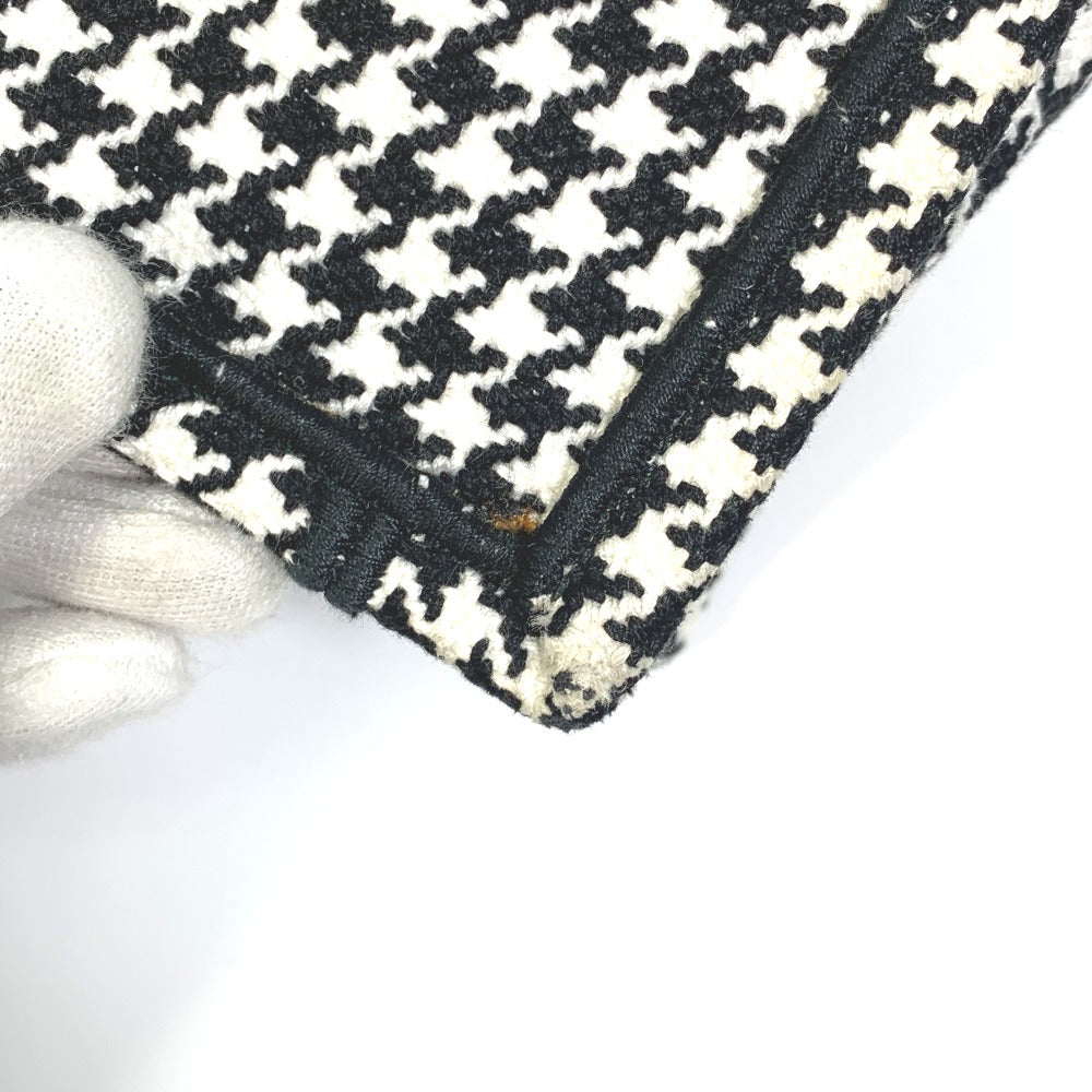 Dior Houndstooth Shoulder Bag with Houndstooth Embroidery, Book Tote, Canvas, Women's, White/Black