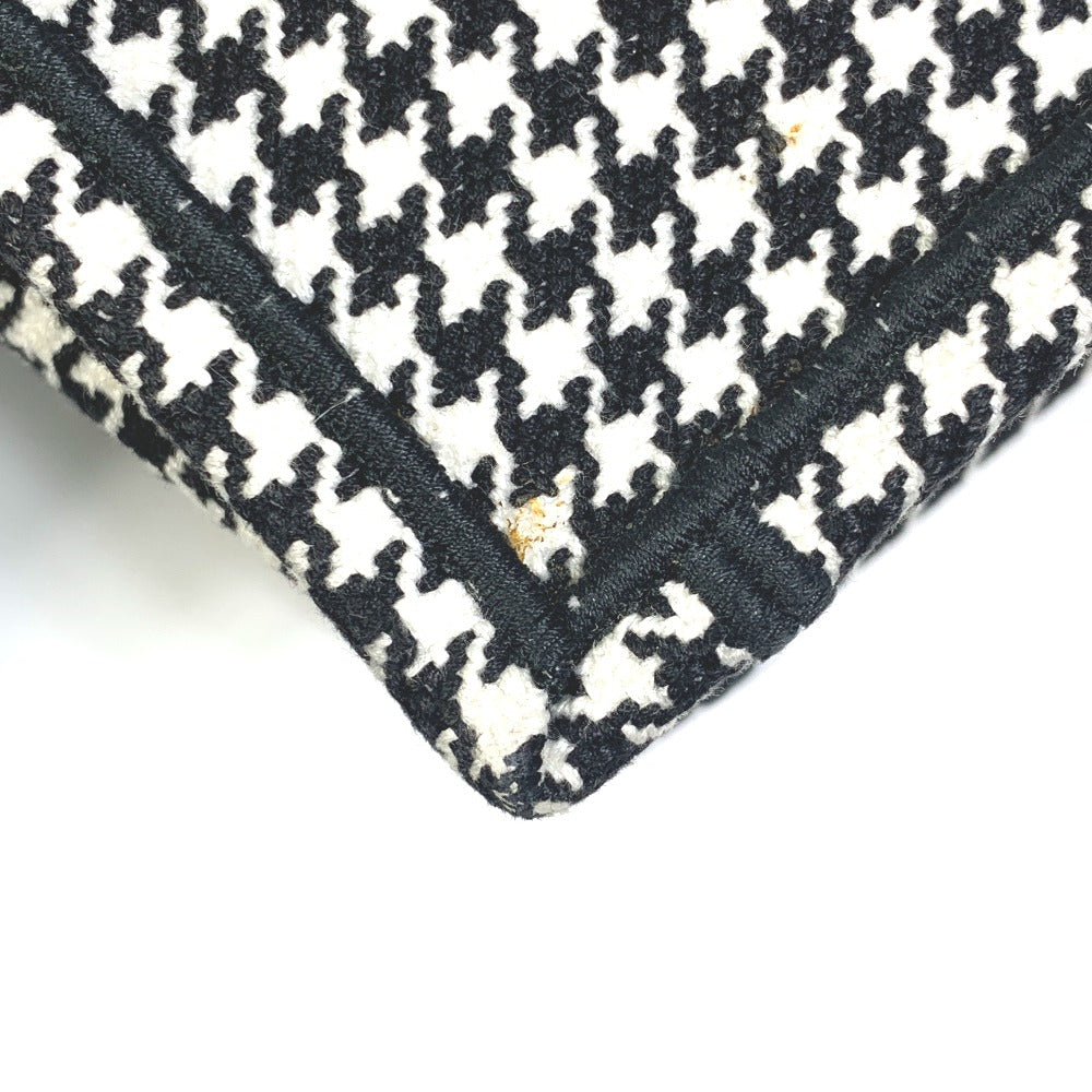 Dior Houndstooth Shoulder Bag with Houndstooth Embroidery, Book Tote, Canvas, Women's, White/Black