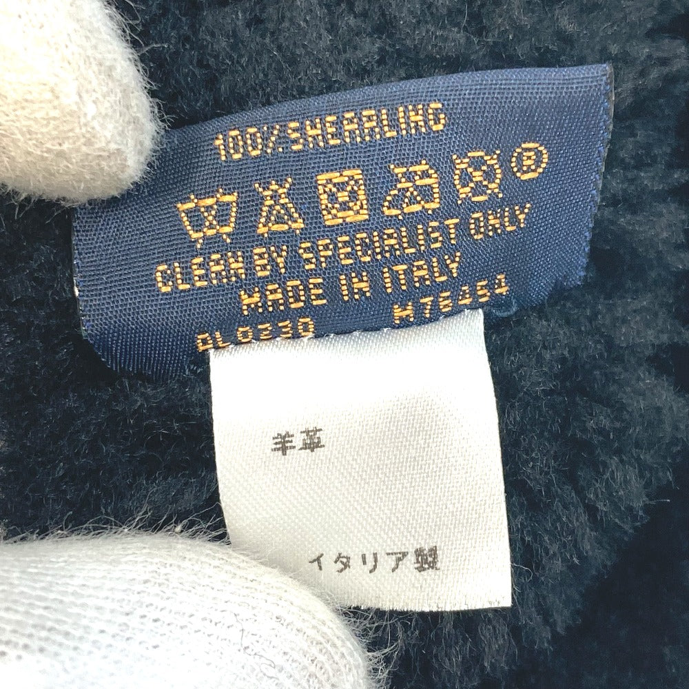 LOUIS VUITTON M76454 Monogram Muff Shirring Lamb Shearling Gloves Mittens Lamb Leather Women's Black