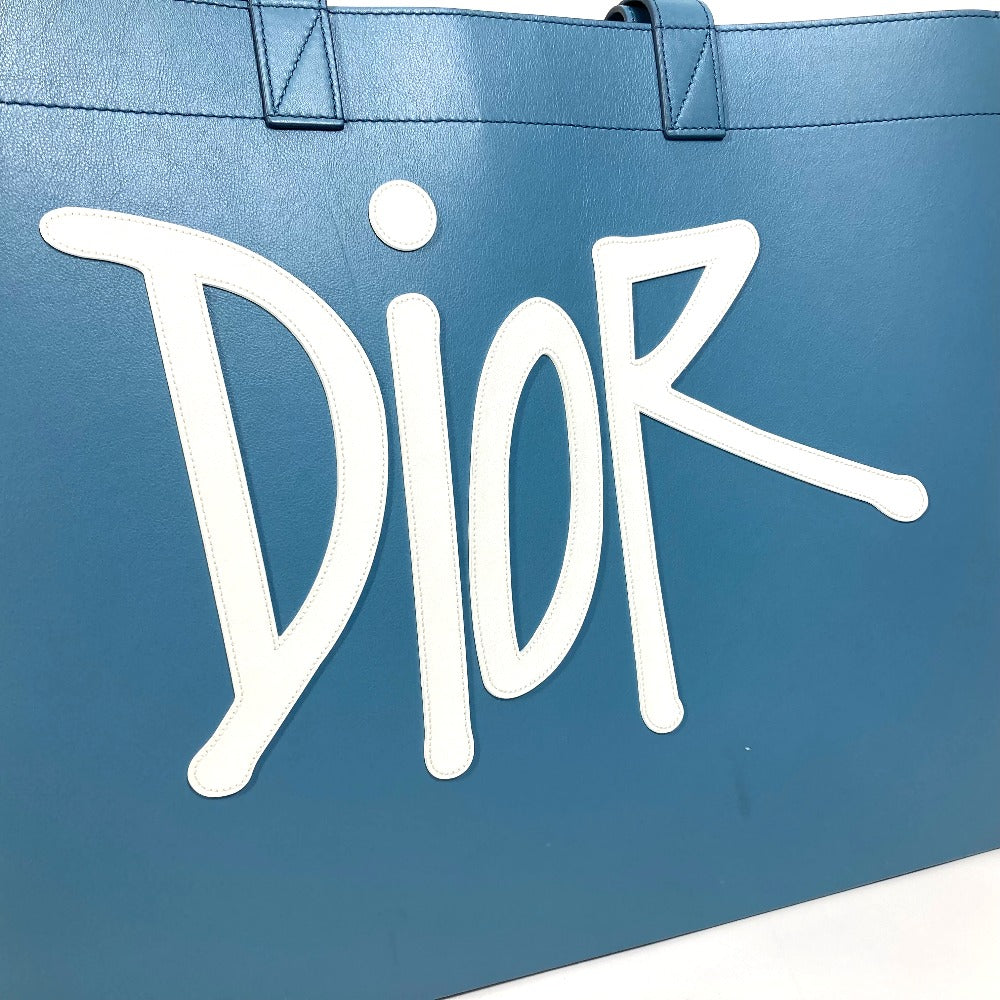 Dior logo Shawn Stüssy collaboration handbag tote bag leather men's blue