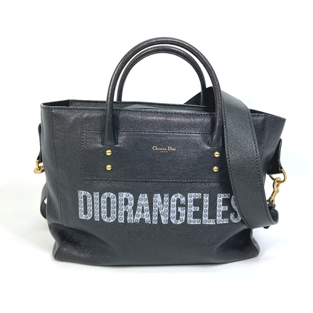 Christian Dior DIORANGELS ショルダーバッグ 肩掛け カバン ロゴ スタッズ トートバッグ レザー ユニセックス ブラック