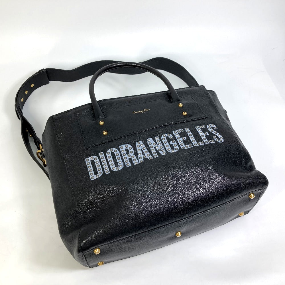 Christian Dior DIORANGELS ショルダーバッグ 肩掛け カバン ロゴ スタッズ トートバッグ レザー ユニセックス ブラック