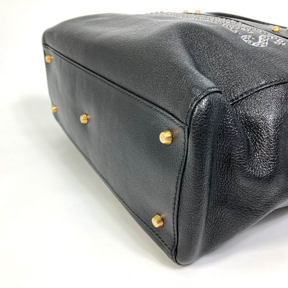 Christian Dior DIORANGELS ショルダーバッグ 肩掛け カバン ロゴ スタッズ トートバッグ レザー ユニセックス ブラック