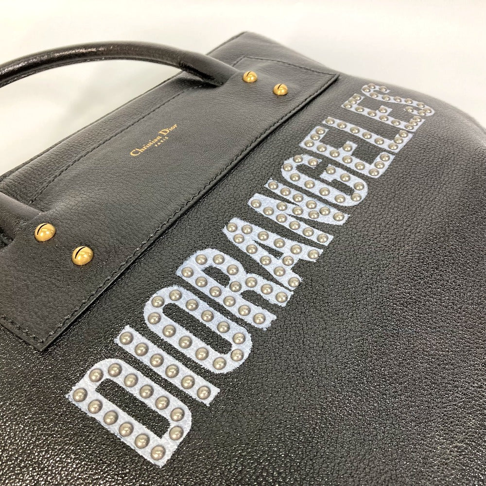 Christian Dior DIORANGELS ショルダーバッグ 肩掛け カバン ロゴ スタッズ トートバッグ レザー ユニセックス ブラック