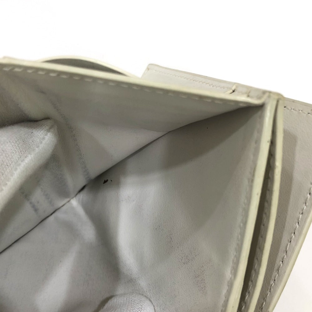 BOTTEGA VENETA Intrecciato Compact Wallet Tiny Tri-fold Leather Wallet Women's White