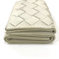 BOTTEGA VENETA Intrecciato Compact Wallet Tiny Tri-fold Leather Wallet Women's White