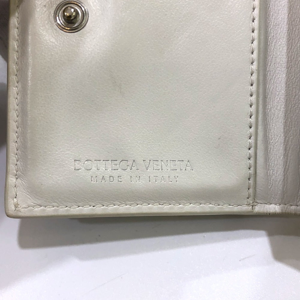 BOTTEGA VENETA Intrecciato Compact Wallet Tiny Tri-fold Leather Wallet Women's White