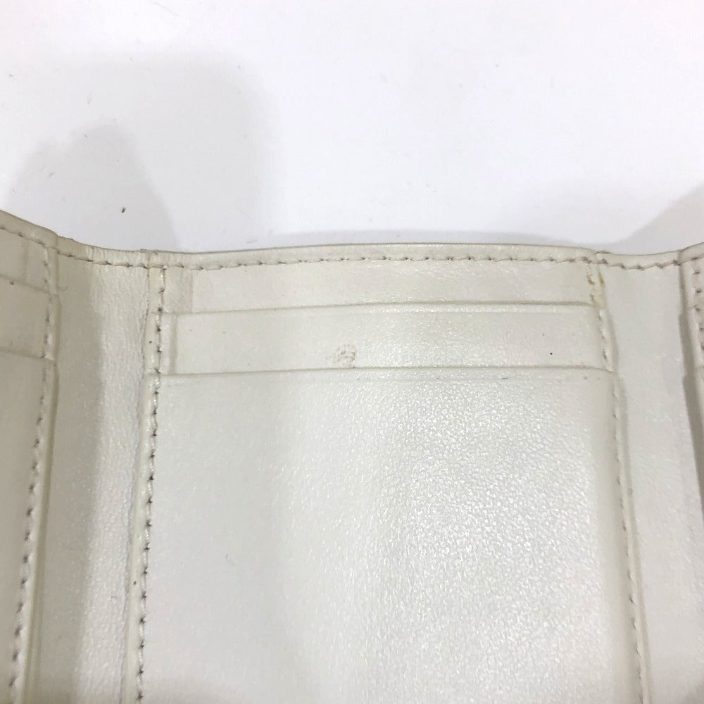 BOTTEGA VENETA Intrecciato Compact Wallet Tiny Tri-fold Leather Wallet Women's White