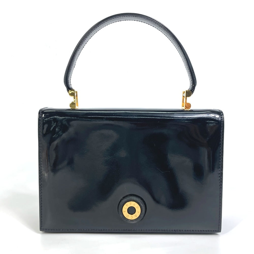 TIFFANY &amp; Co. Circle Logo Handbag, Vintage Patent Leather, Women's, Black