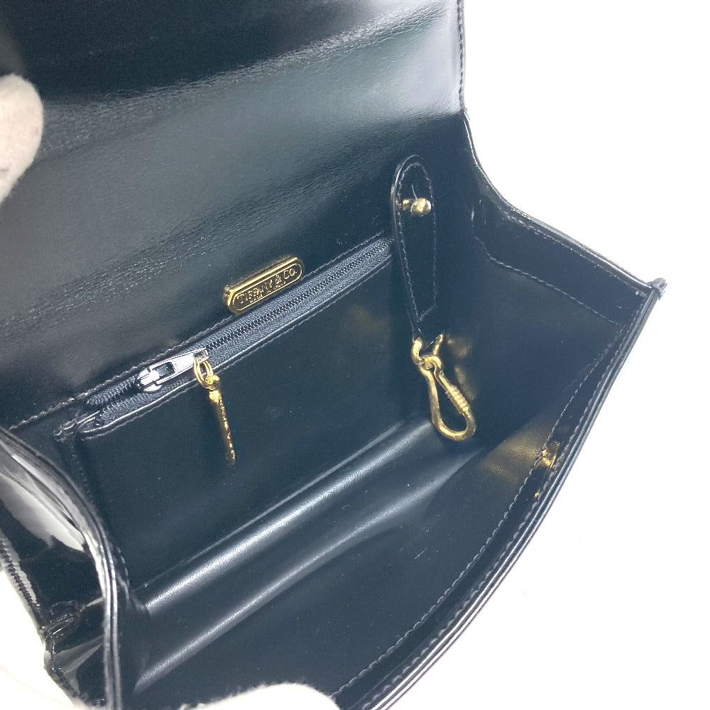 TIFFANY &amp; Co. Circle Logo Handbag, Vintage Patent Leather, Women's, Black