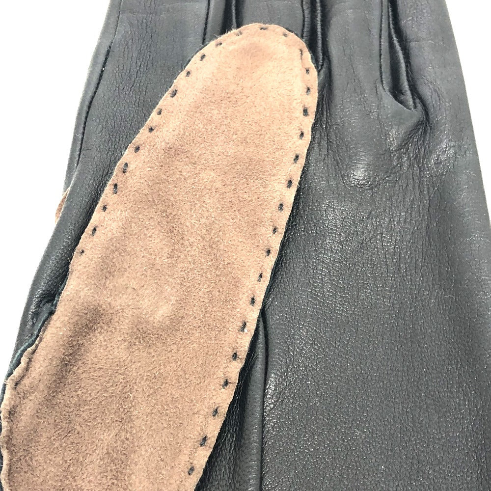 HERMES Hロゴ グローブ 手袋 レザー レディース ブラウン