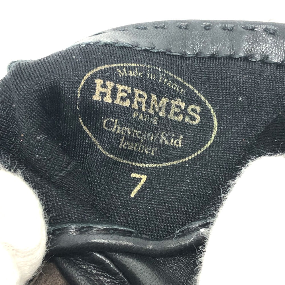 HERMES Hロゴ グローブ 手袋 レザー レディース ブラウン