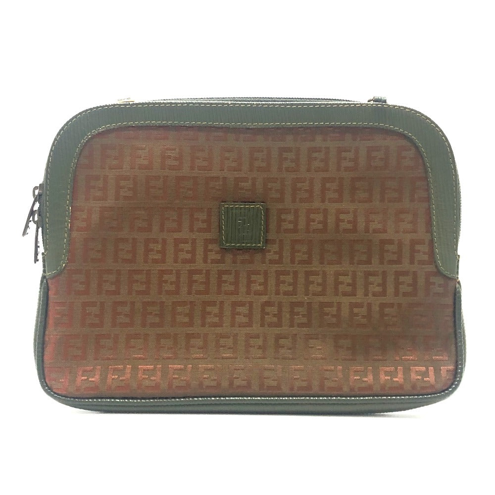 FENDI Zucca Zucchino Shoulder Bag/Clutch Bag in Canvas/Leather, Brown, for Women