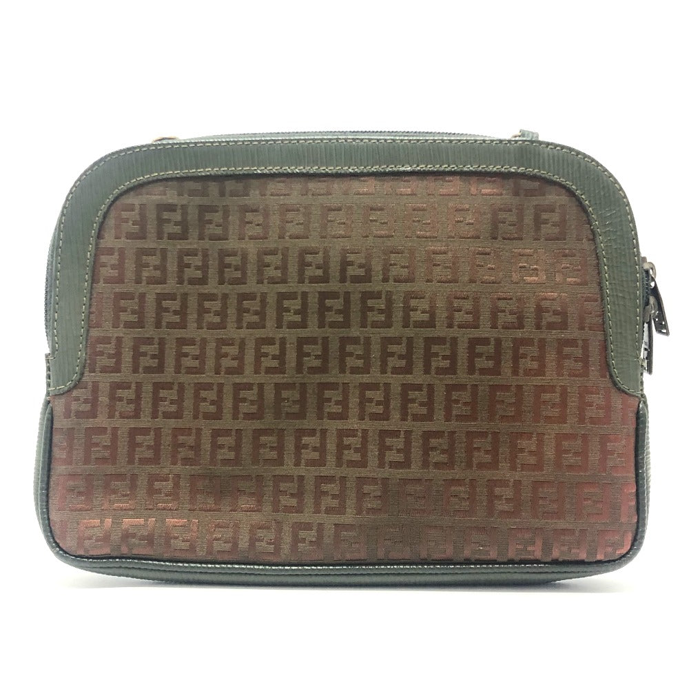 FENDI Zucca Zucchino Shoulder Bag/Clutch Bag in Canvas/Leather, Brown, for Women