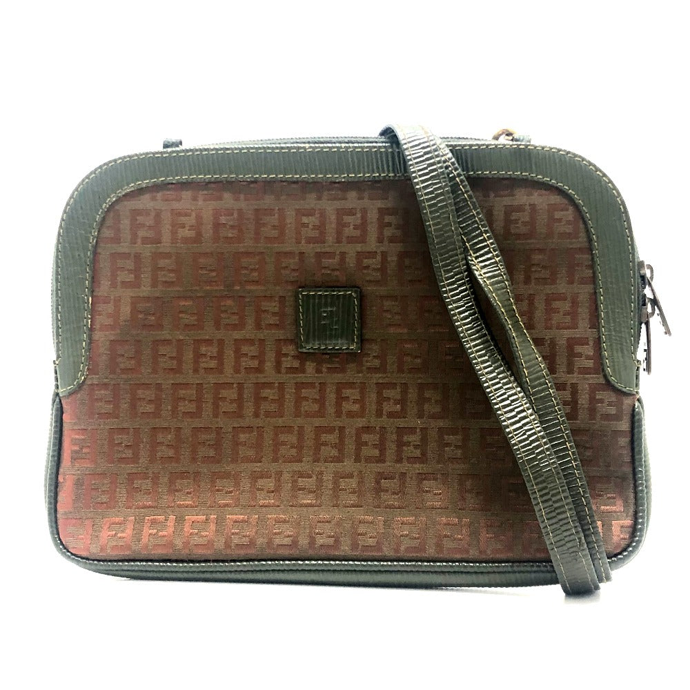 FENDI Zucca Zucchino Shoulder Bag/Clutch Bag in Canvas/Leather, Brown, for Women