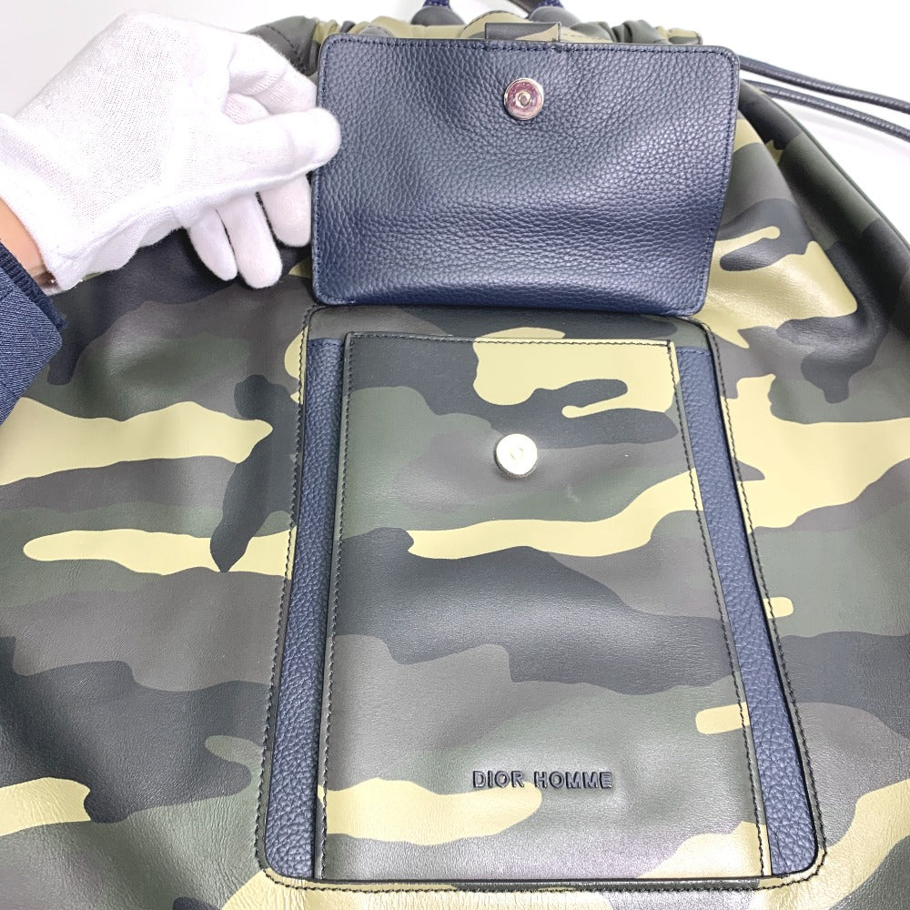DIOR HOMME Camouflage Drawstring Backpack, Leather, Men's, Green