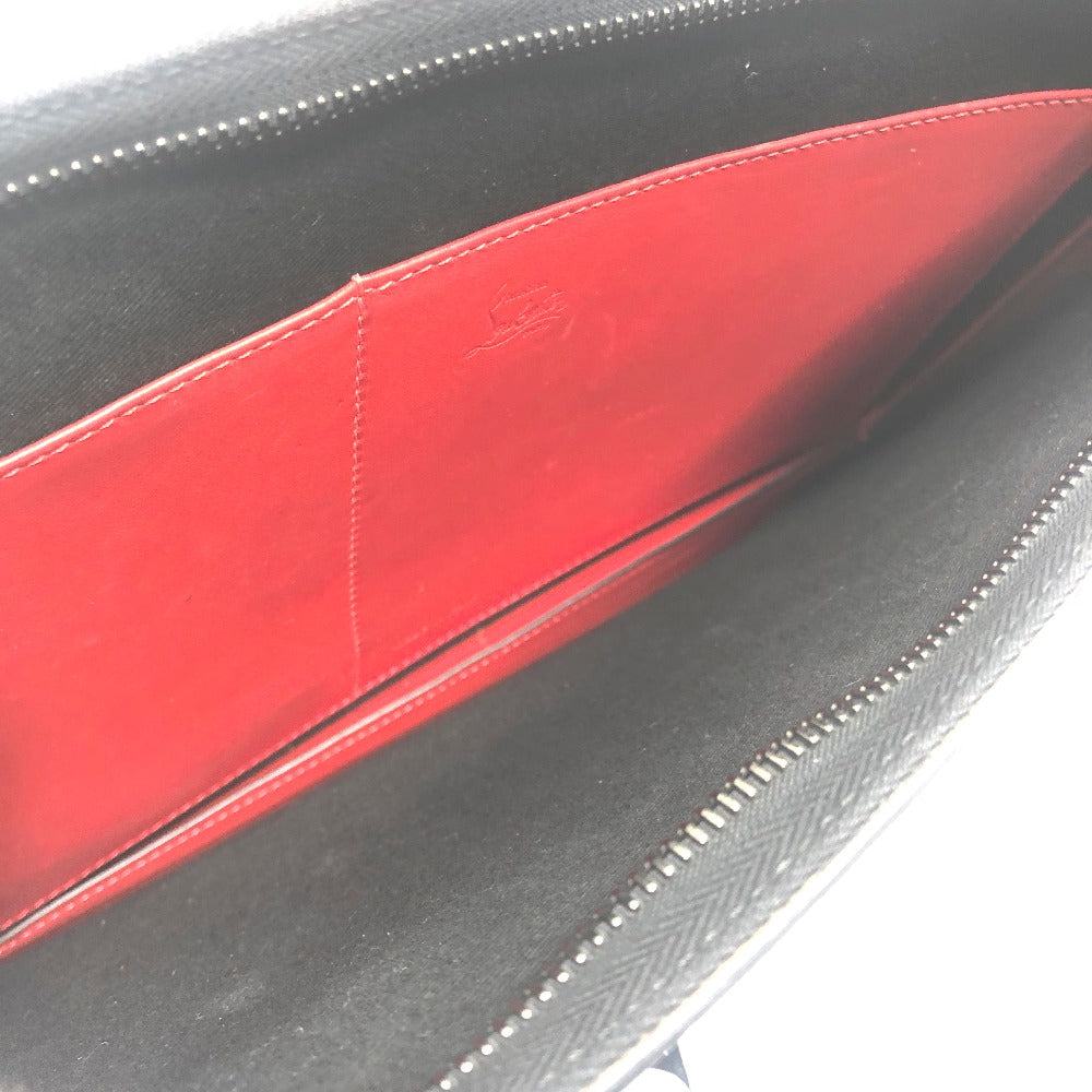 Christian Louboutin Emblem Trick Track Tote Bag, 2-Way Clutch Bag, Leather Tote Bag, Men's White