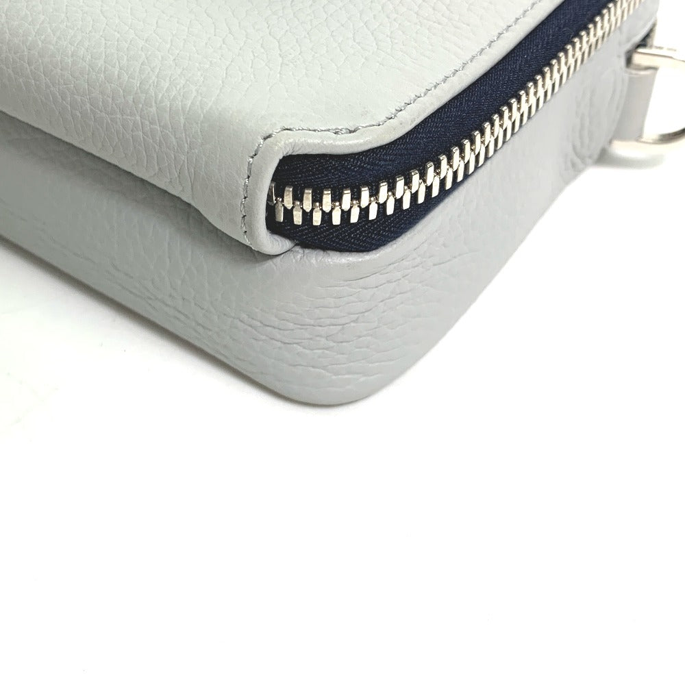 Dior Logo 2PUBC120GBC H07E Double Zip Pocket Shoulder Bag Leather Men's Gray