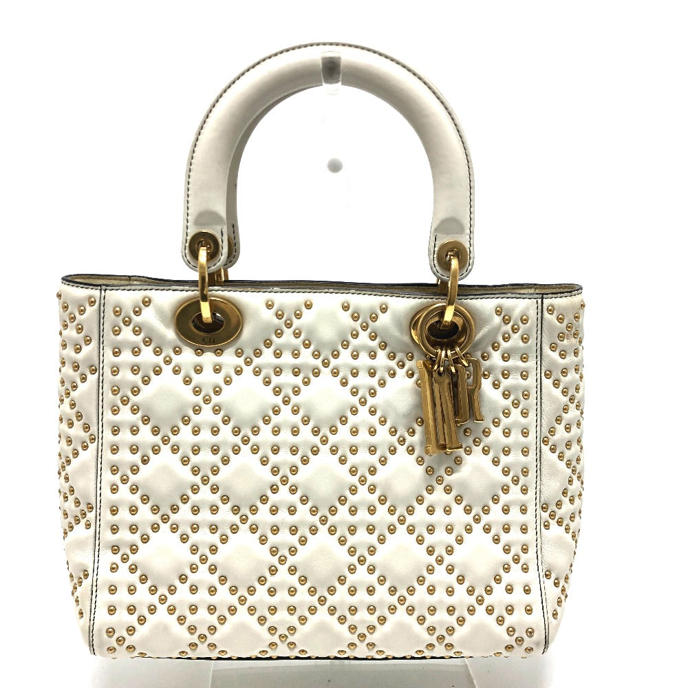 Dior M0579CVNZ030ETF Cannage Tote Bag, Lady Dior Handbag, Leather, White, Women's