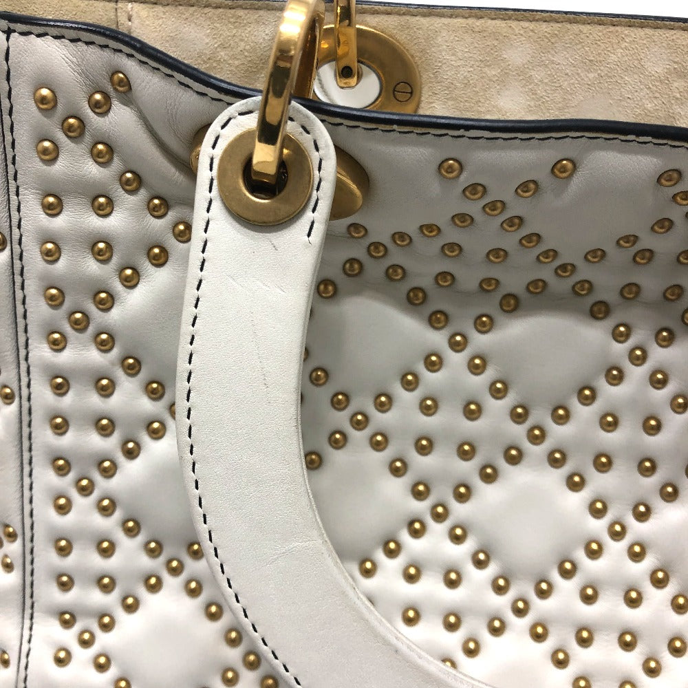 Dior M0579CVNZ030ETF Cannage Tote Bag, Lady Dior Handbag, Leather, White, Women's