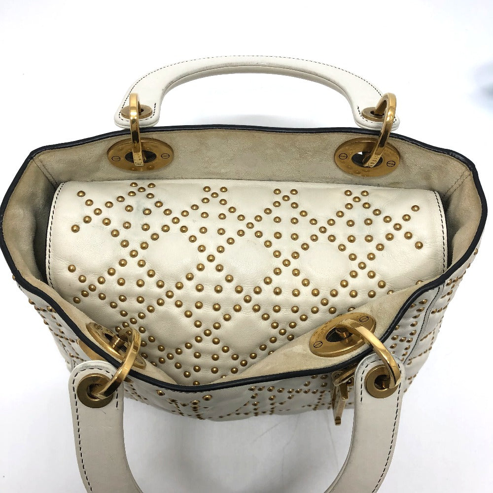 Dior M0579CVNZ030ETF Cannage Tote Bag, Lady Dior Handbag, Leather, White, Women's