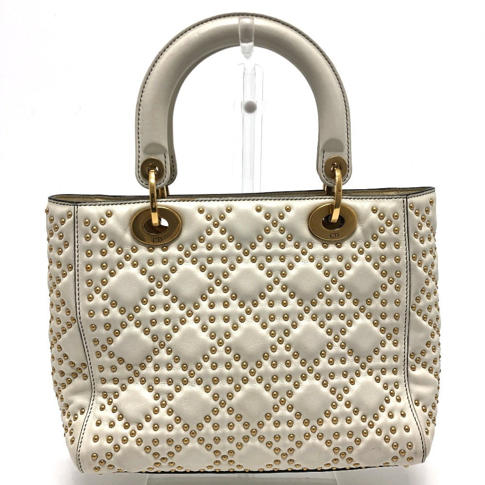 Dior M0579CVNZ030ETF Cannage Tote Bag, Lady Dior Handbag, Leather, White, Women's