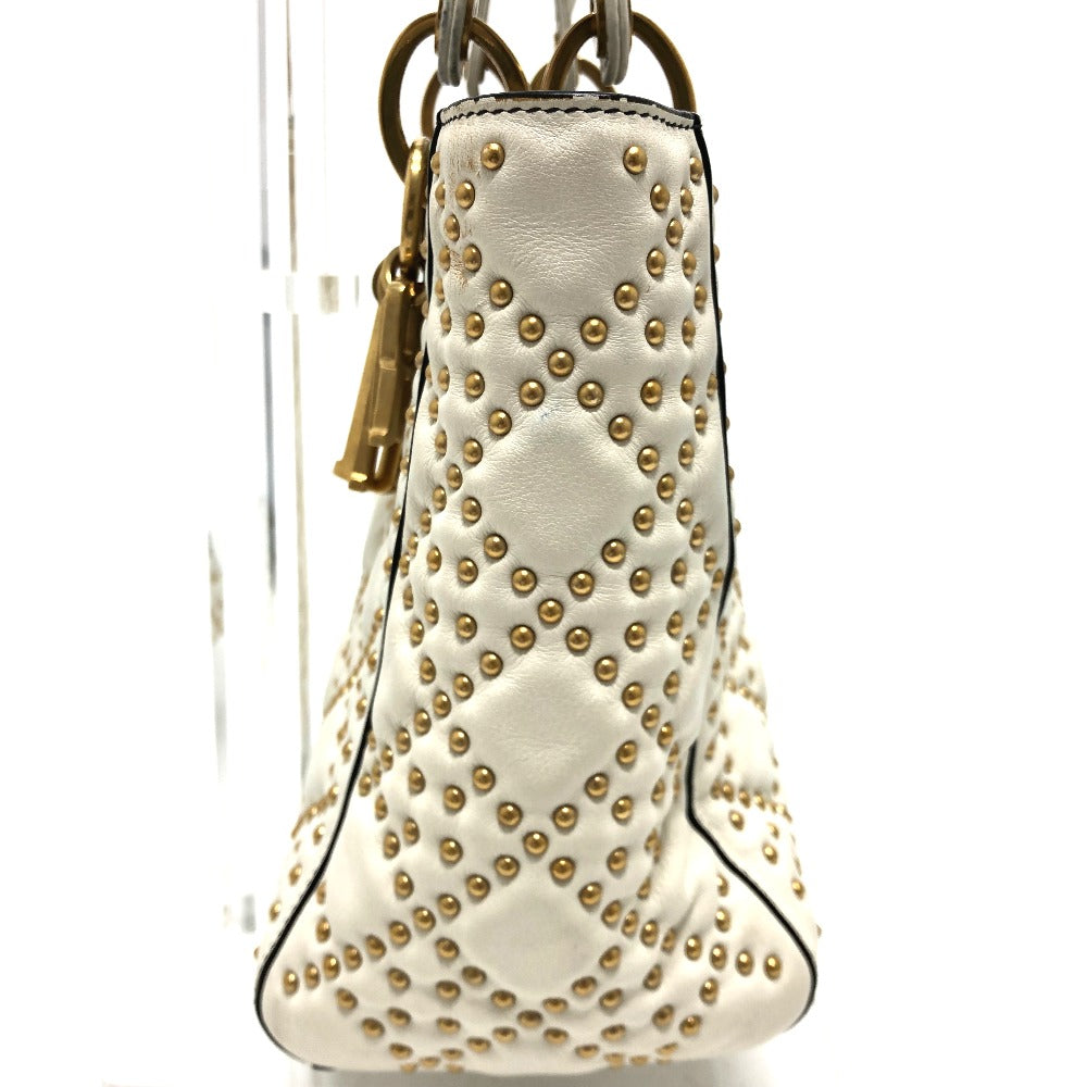 Dior M0579CVNZ030ETF Cannage Tote Bag, Lady Dior Handbag, Leather, White, Women's