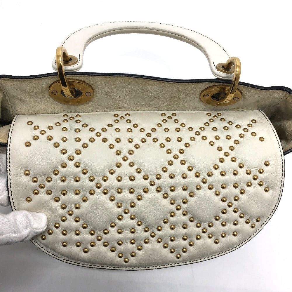 Dior M0579CVNZ030ETF Cannage Tote Bag, Lady Dior Handbag, Leather, White, Women's