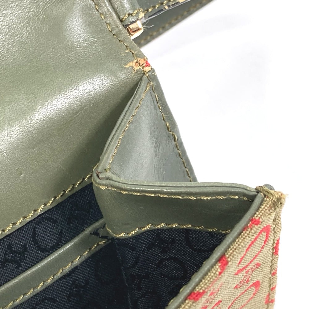 CELINE C Macadam Handbag, Mini Handbag, Accessory Pouch, Canvas/Leather, Women's, Khaki/Red