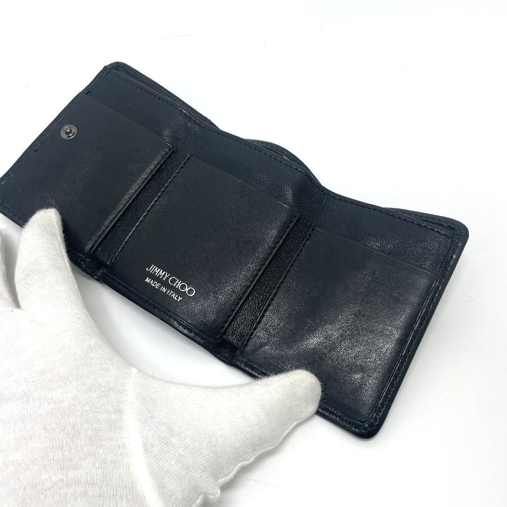 JIMMY CHOO スタースタッズ ウォレット コンパクト ミニウォレット 3つ折り財布 レザー レディース ブラック